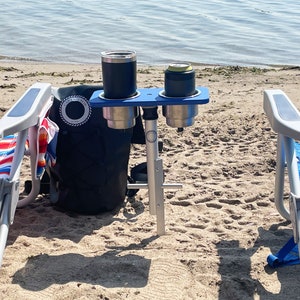 Beach table with cup holders discount