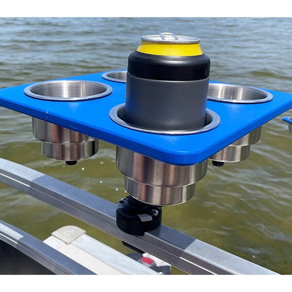 Pontoon Boat Cup Holders, Mount directly to pontoon rails with no drilling required, Build your custom setup. SandBar™ Click & Play™ system