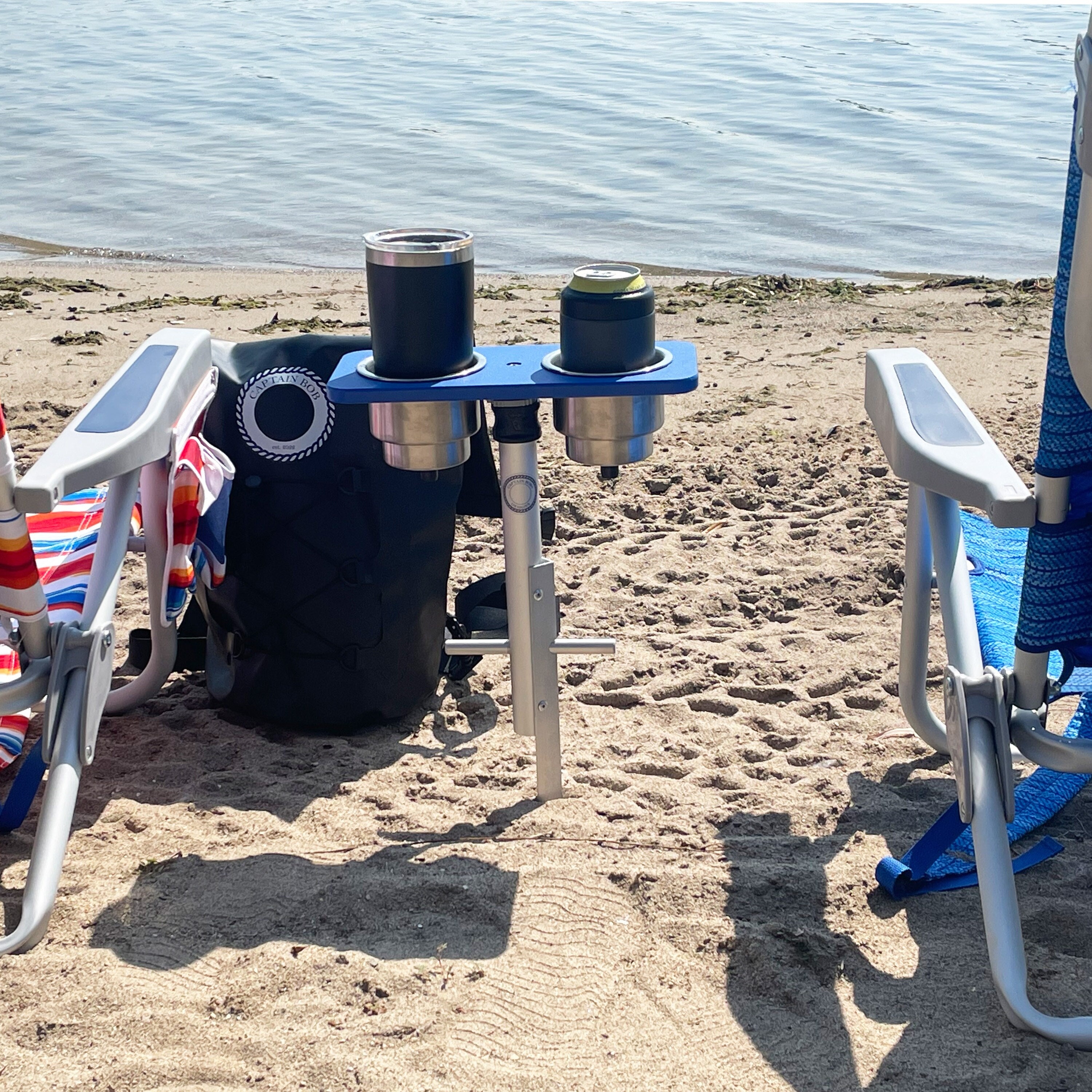 Home Queen Strand-Becherhalter mit Tasche, multifunktionaler Sand