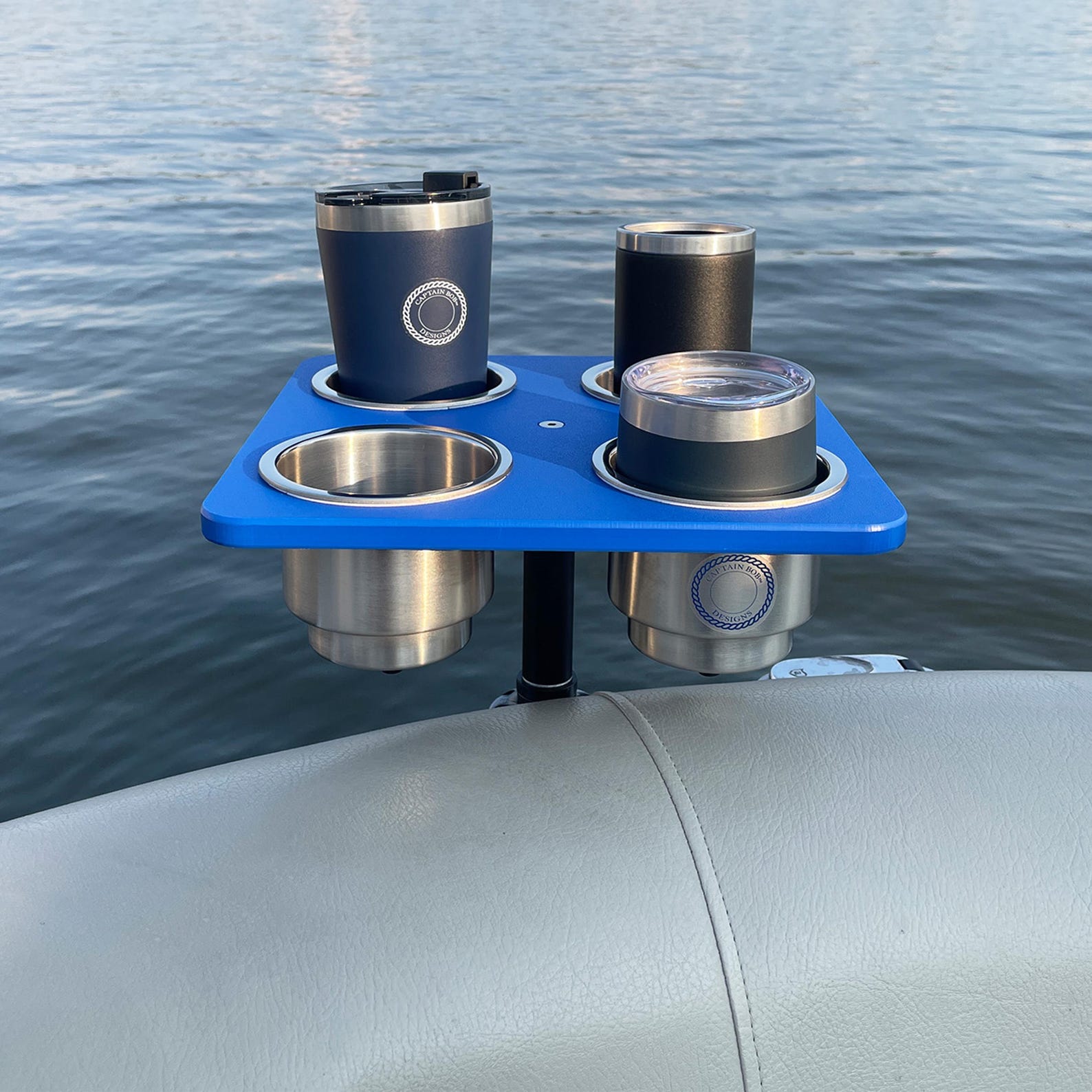 Pontoon Boat Drink Holder. No Drilling Required. SandBar® Compatible