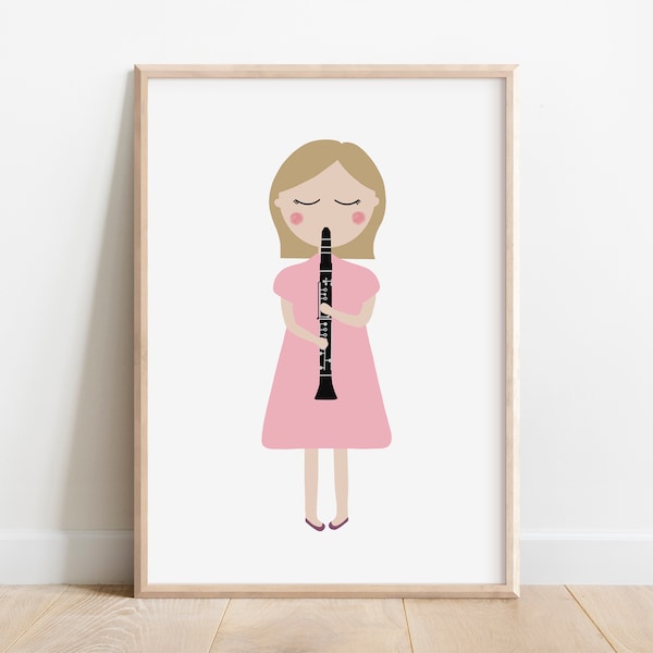 Clarinet Player Girl Art Print | Clarinet Poster | Clarinet Print | Clarinet Art | Clarinet Instrument | Clarinet Decor | Clarinet Gifts