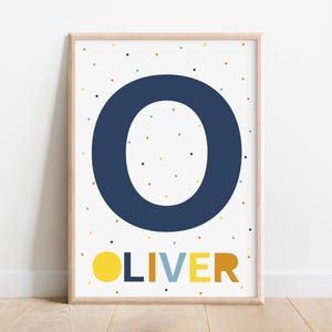 Impresión artística con nombre de niño / Impresión con iniciales para guardería / Impresión artística con nombre de niño / Impresión de letras personalizadas / Póster con nombre de niño para habitación