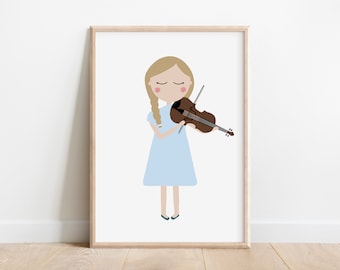 Viola Player Girl Art Print | Viola Print | Viola Art | Viola Instrument | Violist | Viola Player Gift | String Instrument Art