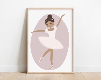 Ballerina Stella Art Print | Ballerina Wall Art Little Girl | Personalized Ballerina Art | Ballerina Art Print Nursery