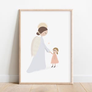 Lámina artística de mi ángel de la guarda / Arte mural de ángel de la guarda / Póster de ángel de la guarda / Arte de ángel para habitación infantil