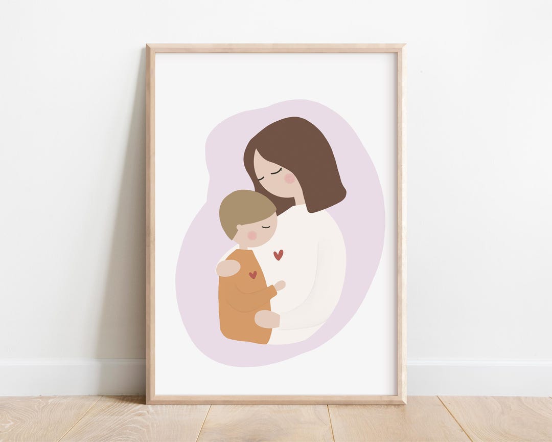 Mother and Son Art Print | Motherhood Poster | Mother Wall Art | Mother ...