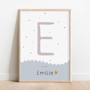 Impresión artística con iniciales personalizadas / Impresión con nombre personalizado para guardería / Impresión con letras personalizadas / Impresión con iniciales / Impresión con nombre inicial