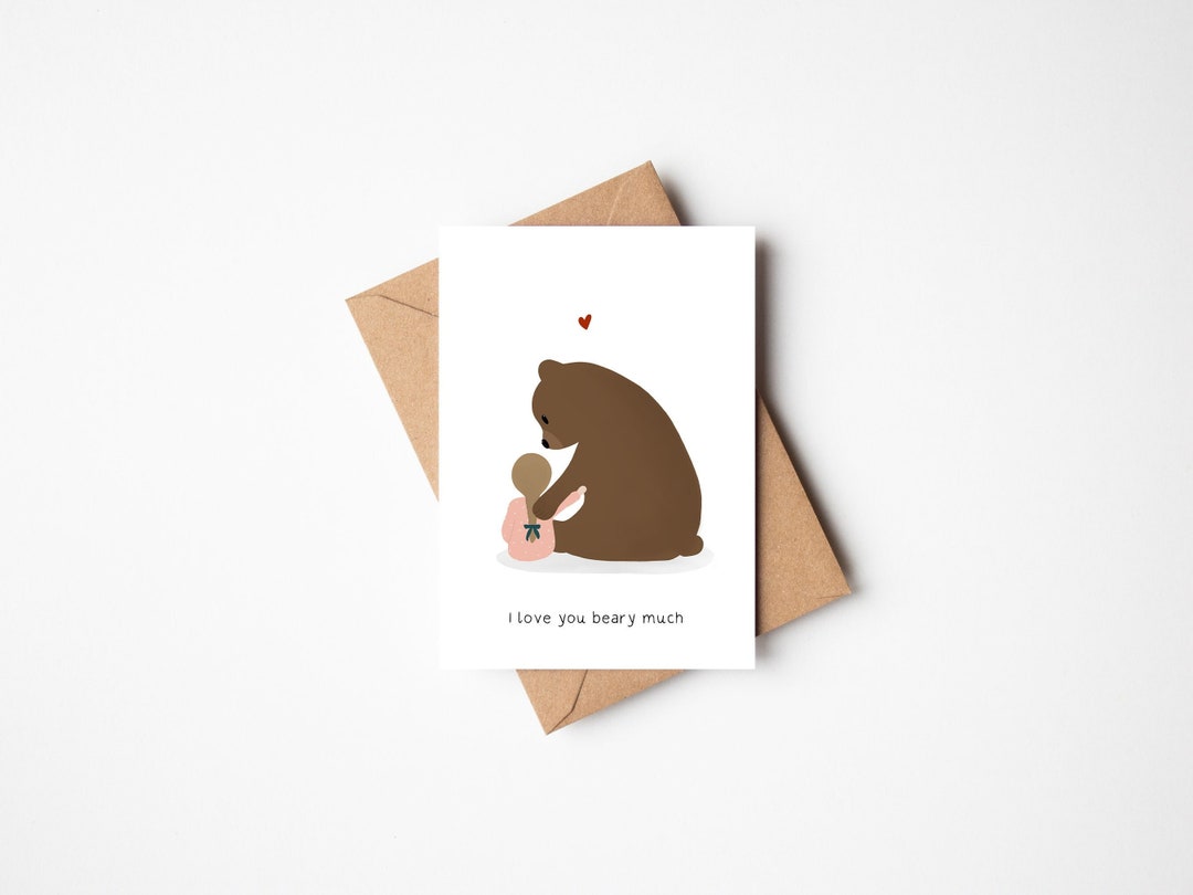 I Love You Beary Much Greeting Card I Love You Card Bear Hug Greeting ...