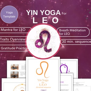 Leo Yin Yoga Sequence | 30-Minute Sequence | Leo Traits, Mantra & Gratitude Practice | Digital Download, Yoga Template