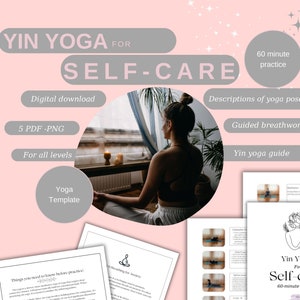 Yin-yoga voor zelfzorg 60 min. Toga-sjabloon, yogareeks voor yogadocenten, yogalerarenplanner