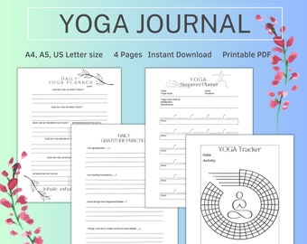 Digital Yoga Journal, Yoga Sequence Planner, Habit Tracker, Gratitude journal, Daily Wellness Planner