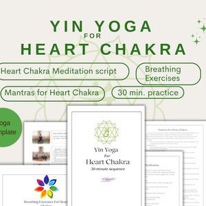 Yin yoga voor hartchakra, 30 minuten hartchakra-meditatie, ademhalingsoefening, Anahata Chakra-mantra, yogasjabloon voor alle niveaus,