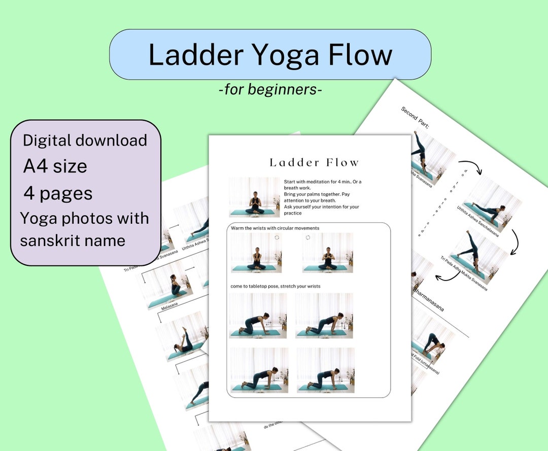 Ladder Yoga Flow for Beginner, Vinyasa Yoga Flow, Yoga Exercises, Printable Yoga Workout Plan Etsy