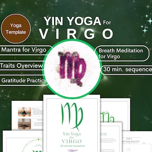 Maagd Yin Yoga-reeks | Reeks van 30 minuten | Eigenschappen van de Maagd, mantra's en dankbaarheid | Digitale download yogasjabloon