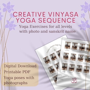 Creative Vinyasa Yoga Sequence for All Levels, Yoga Exercises with Sanskrit Names, Vinyasa Flow with Photos, Digital Yoga Asana Workout Plan