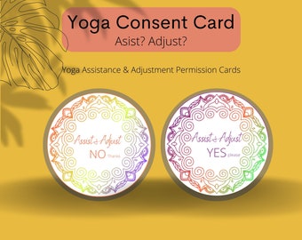 Yoga Assist & Adjust Permission Cards, Yoga Consent Cards For Yoga Teachers, Digital Download