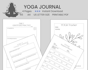 Digital Yoga Journal, Yoga Planner, Gratitude Journal, Habit Tracker, Yoga Sequence, Wellness planner, Printable