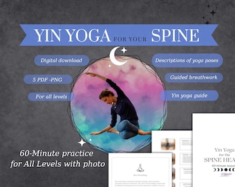 60 minute Yin Yoga For Your Spine Health Yin Yoga Class Sequence, Yoga Flow For Yoga Teachers All Level Yoga at Home PDF Printable A4 size