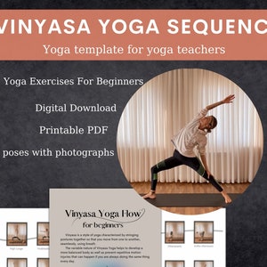Vinyasa Yoga Sequence Yoga Leraar Sjabloon Yoga bij homa Vinyasa flow, Yoga Poster, Fitnessgids, Digitale Planner, Yoga Sequence