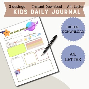 Kids Daily Printable Journal for Kids, Kids Activity, Drawing Page ...