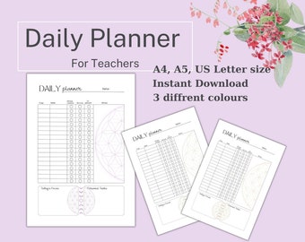Daily Planner for Yoga Teachers, Flower of life Daily Schedule Template, Printable Planner, Yoga lessons