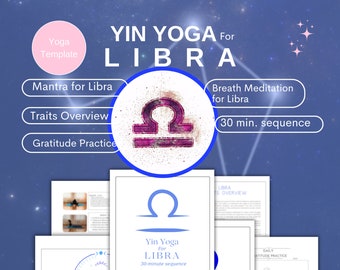 Libra Yin Yoga 30-Minute Sequence - Digital Download with Balance Mantra and Breathing Exercise for Harmony and Peace, yoga template