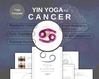 Cancer Zodiac Healing Bundle: 30-Min Yin Yoga Sequence, Soothing Breath Exercise, Daily Gratitude & Mantra - Embrace Your Emotional Balance