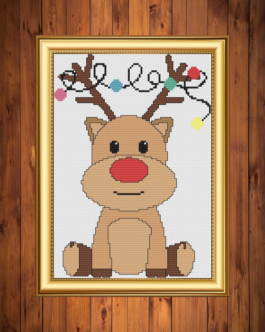 Simple Christmas Reindeer Cross Stitch Pattern PDF - Etsy