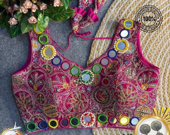 Navratri Blouse: Embroidered Georgette with Real Mirror Work