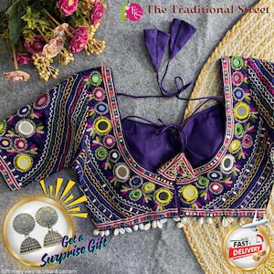Masaba Style Mirrorwork Blouse: Indian Navratri Festival Wear