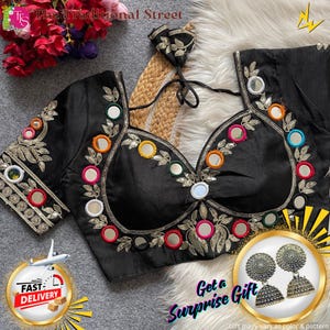 Mirror Work Navratri Blouse: Mumtaz Cut, Latkans, Garba Dance