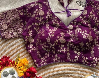 Embroidered Dola Silk Bridal Blouse: Indian Wedding Party Wear