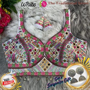 Navratri Halter Blouse: Mirror & Kodi Work, Latkans, Readymade