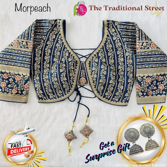 Embroidered Bridal Blouse: Heavy Latkan Dori, Milan Silk, Padded