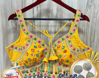 Navratri Kodi Shell Lace Blouse: Indian Festival Readymade Top