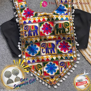 Navratri Halter Blouse: Mirror & Kodi Work, Readymade Choli