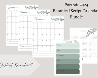 2024 Botanical Printable Calendar