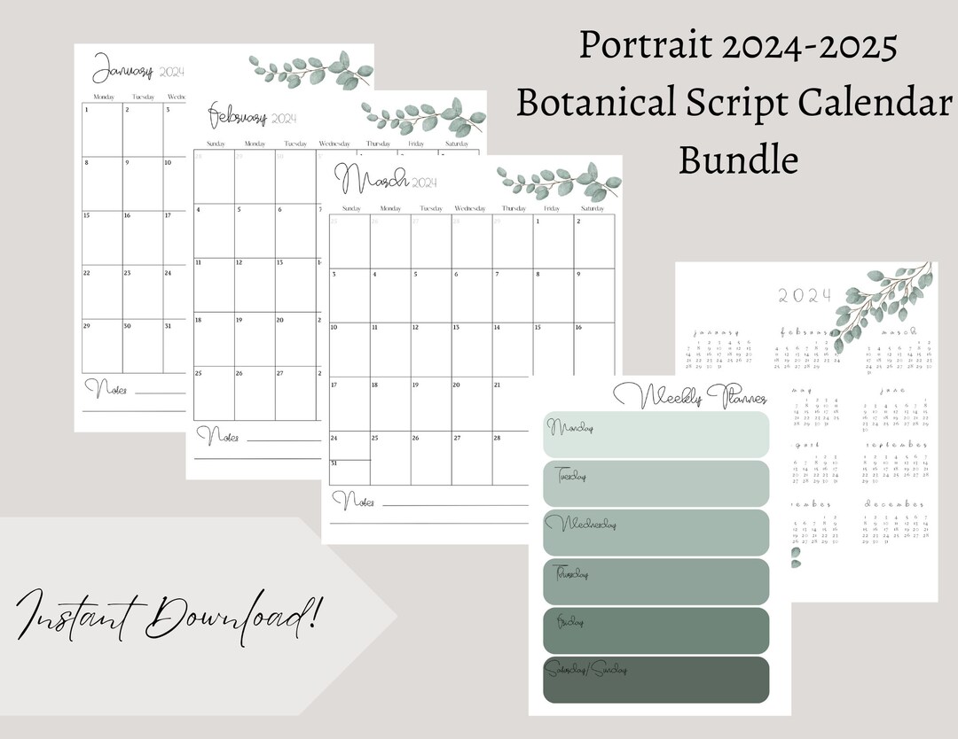 20242025 Printable Botanical Calendar Etsy