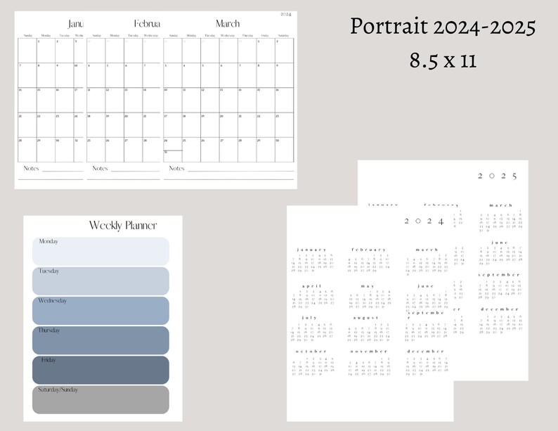 20242025 Printable Calendar Etsy