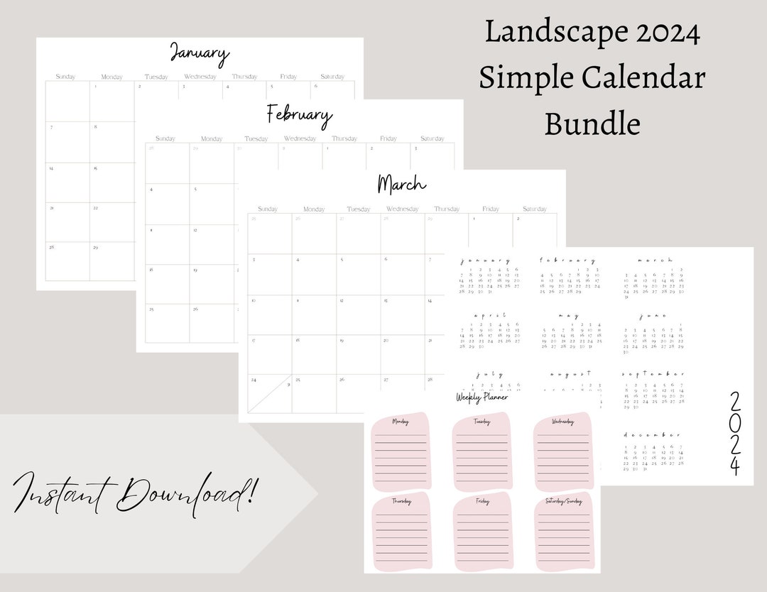 2024 Printable Minimalist Calendar - Etsy