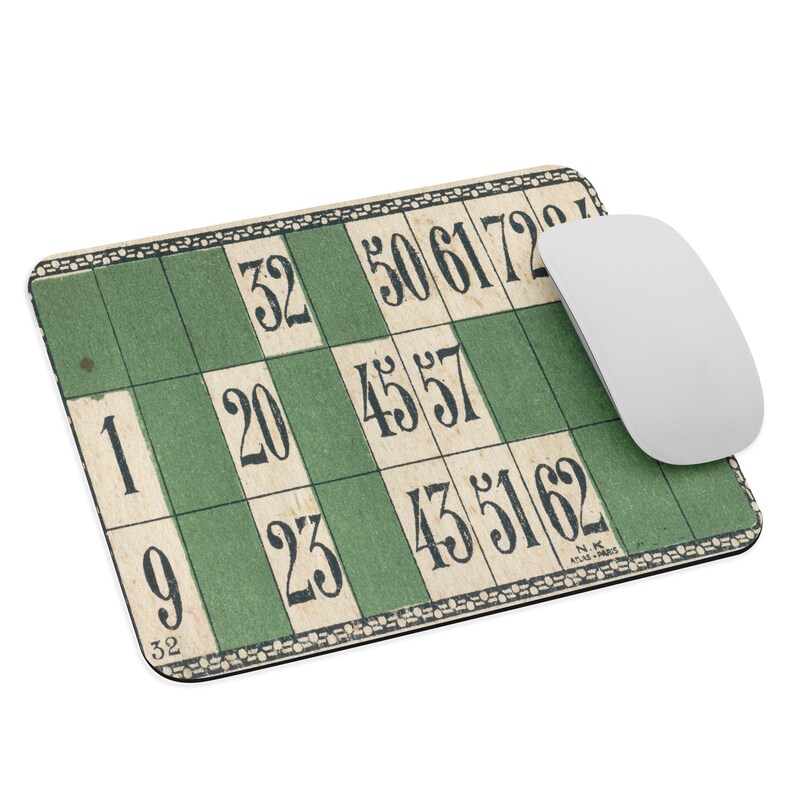 Vintage Green Bingo Card Print Mouse Pad Etsy