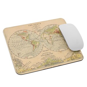 Vintage Maus Pad mit einem Design der Weltkarte mit der Meereshöhe und dem Meeresspiegel