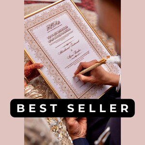 Certificato Nikah GOLD con gemme dorate, A4, A4, A3+, A2 per matrimonio, certificato Nikkah islamico, carta testurizzata di lusso per Nikah e anniversario