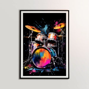 Drums Poster, Musical Instrument, Music Wall Art, Studio Decor, Musical Gift, Home Decor