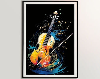 Violin Poster, Musical Instrument, Music Wall Art, Studio Decor, Musical Gift, Home Decor