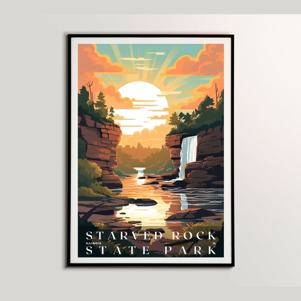 Starved Rock State Park Poster, Travel Poster, Travel Wall Decor, Retro Travel Poster, Office Poster, Home Decor, Travel Art