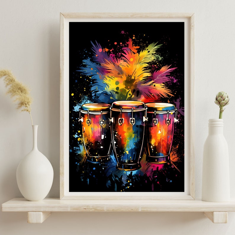 Conga Drums Poster, Musical Instrument, Music Wall Art, Studio Decor ...