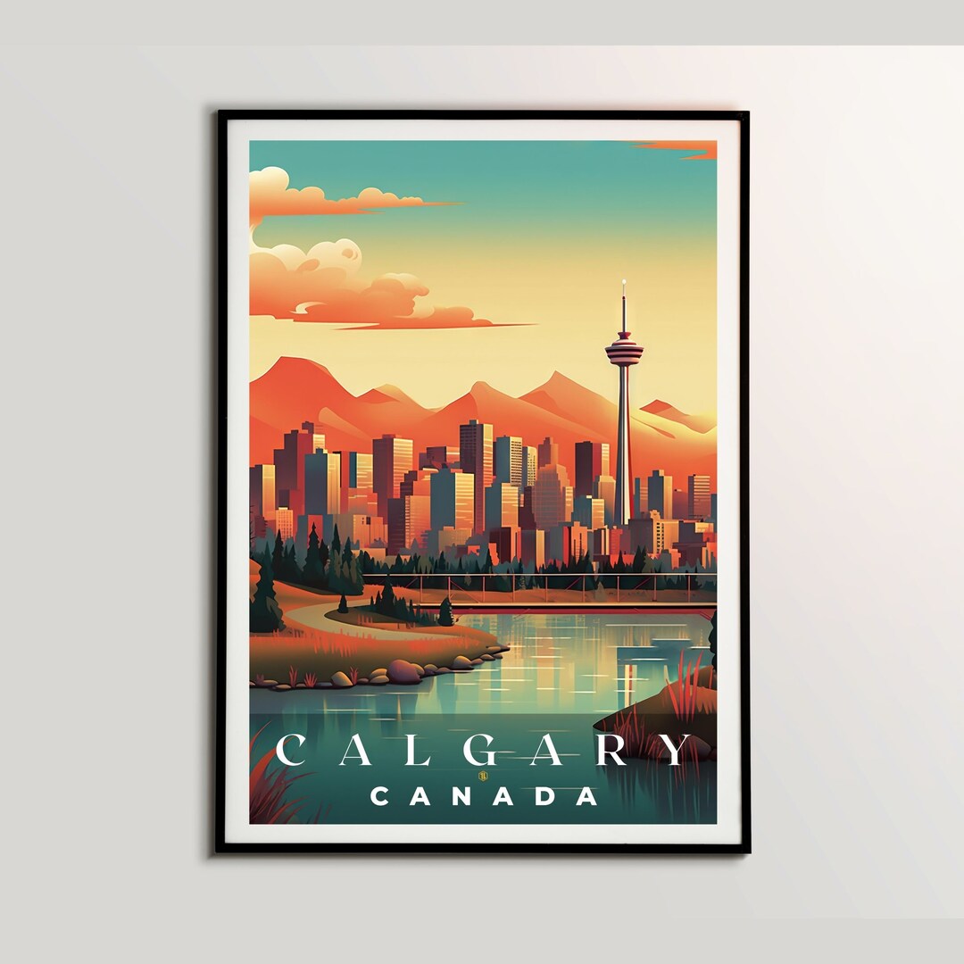 Calgary Poster Travel Poster Travel Wall Decor Retro Travel Etsy Canada