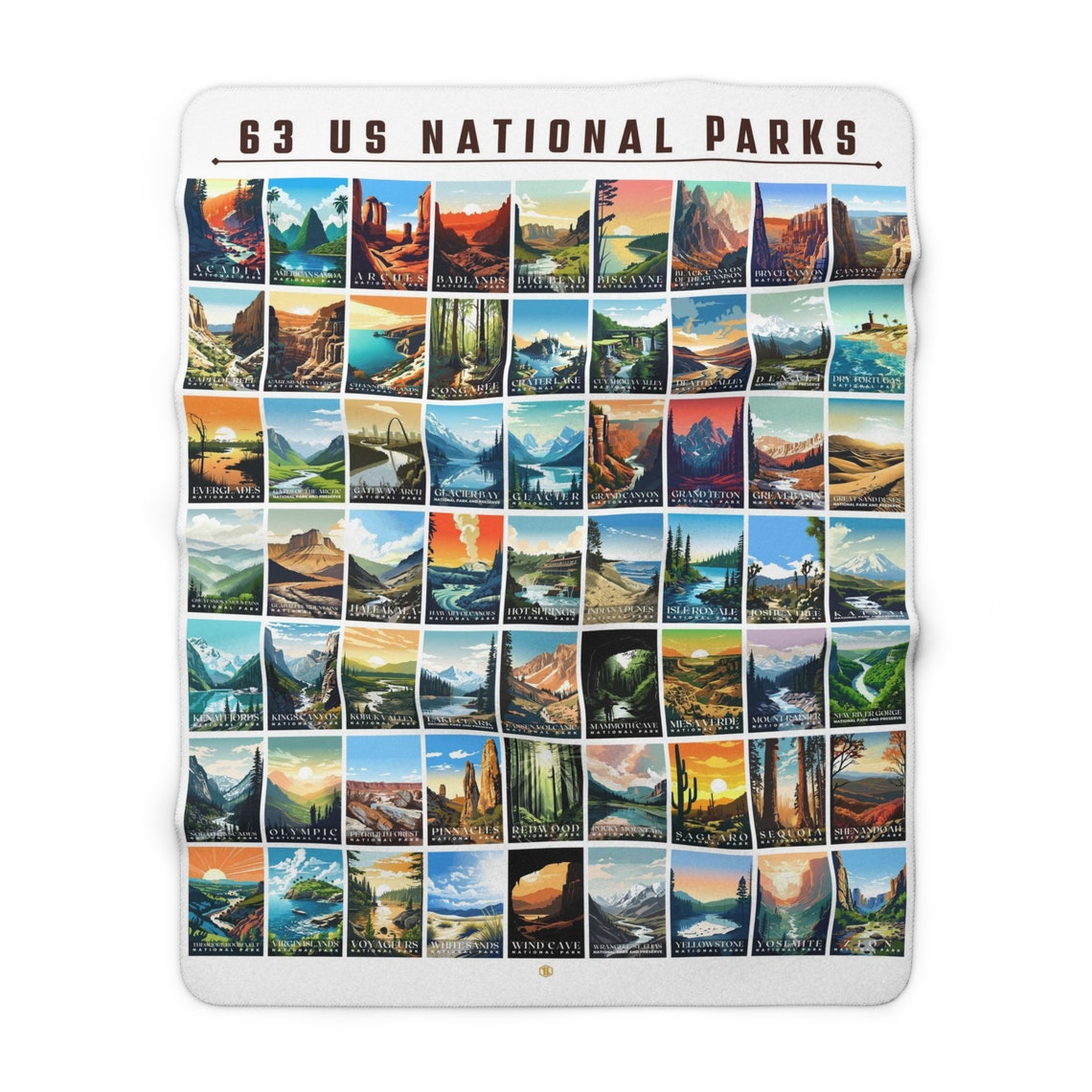 US National Parks Blanket, National Parks Sherpa Blanket, Nature Lover Gift, Travel Camping
