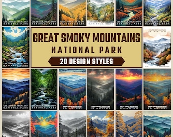 Great Smoky Mountains National Park Poster, Travel Wall Decor, Retro Travel Poster, Office Poster, Home Decor